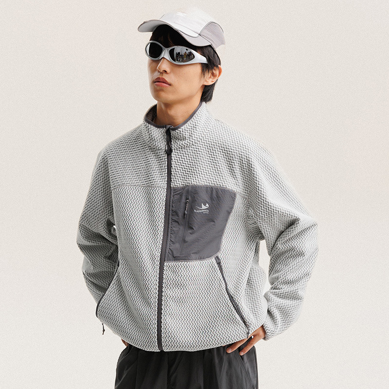 Outdoor Sport Jacket - Jaket Bulu Polar Bergaris Bergelombang Musim